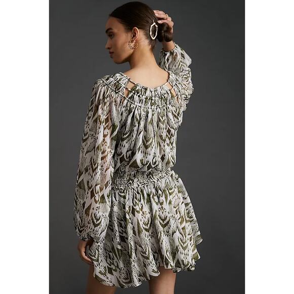 MISA Los Angeles Mercy Boho Flowy Geo Printed Mini Dress Smock Waist NWT S $390 - Picture 5 of 8